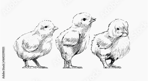 Baby chicks sketch animal illustration vector