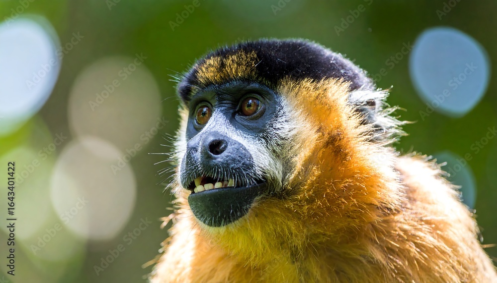Fototapeta premium Closeup monkey head forest background