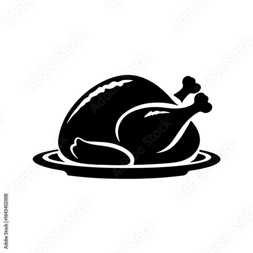 simple vector baked turkey clipart, icon