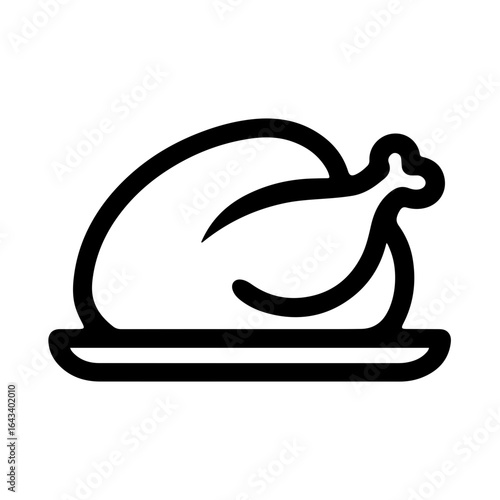 simple vector baked turkey clipart, icon