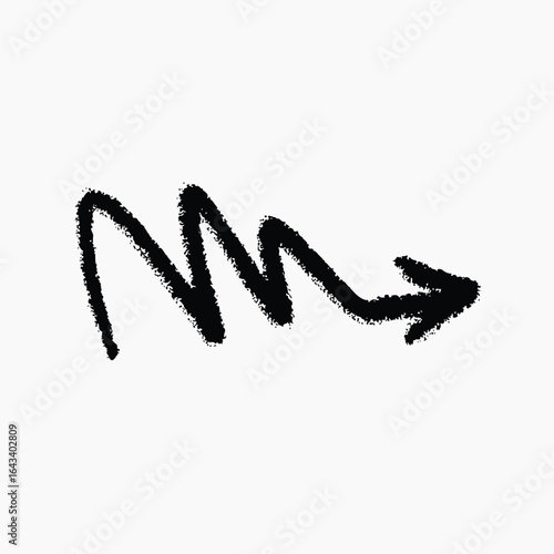 Hand-drawn zigzag arrow illustration vector