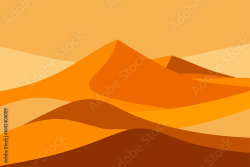 Illustration of a desert landscape with sand dunes and sky