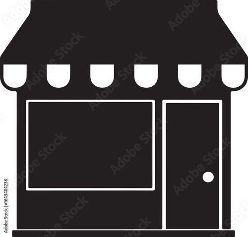 Storefront icon, storefront silhouette vector, exterior view, shop front vector icon, storefront building icon silhouette vector illustration