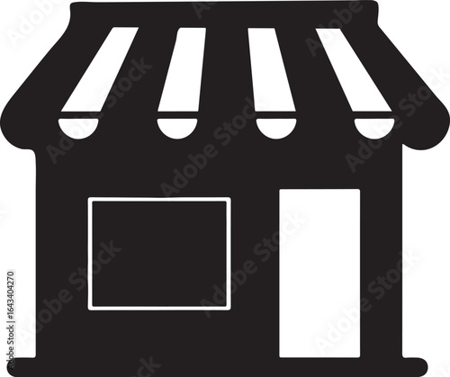 Storefront icon, storefront silhouette vector, exterior view, shop front vector icon, storefront building icon silhouette vector illustration