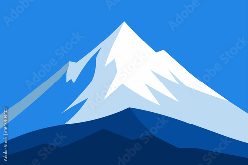 Illustration of a mountain peak covered in snow and blue sky