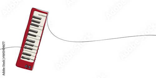 Single line drawing of a synthesizer. Colored continuous line synth icon. Vector illustration.