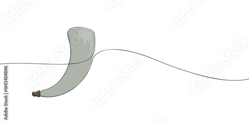 Single line drawing of a blowing horn. Colored continuous line icon. Vector illustration.