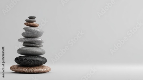 Stacked smooth stones against a plain background.