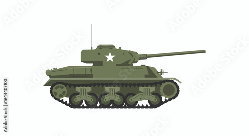 American World War Two Tank Illustration for History Projects and Educational Resources on Military Vehicles