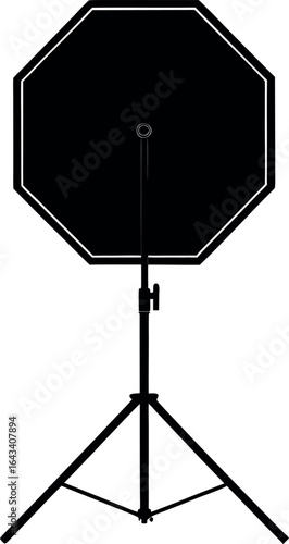 Octagon softbox tripod equipment photography vector line art illustration