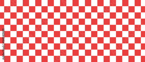 Checkerboard print red with white, Red squares in checkerboard pattern, Checkers line start rally race, Vector illustration.