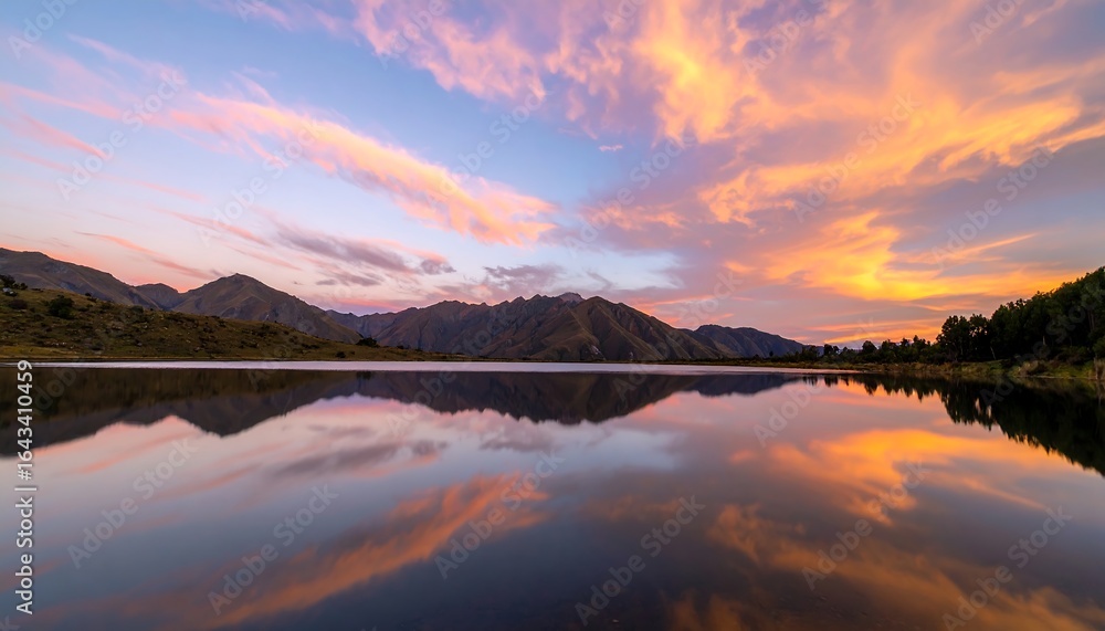 Fototapeta premium Serene mountain lake at sunset