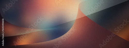 abstract background with transparent overlapping curves and grainy texture, with warm and cool tones