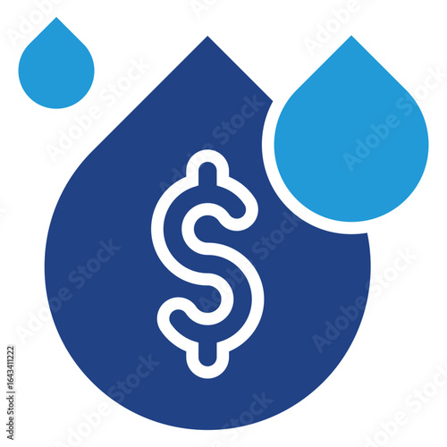 Water icon is an essential resource that has financial value in industries related to commodities such as oil, liquefied natural gas, or even beverages.