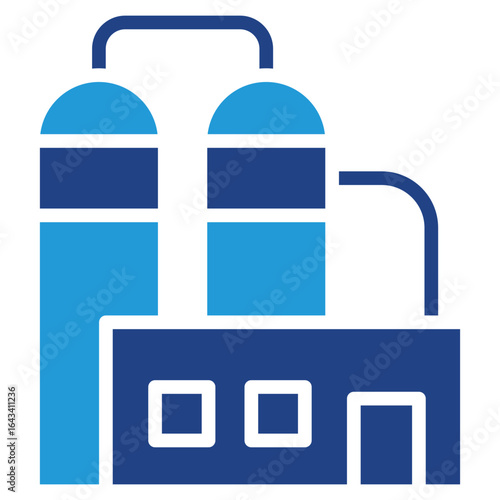 The icon of a large cylindrical tank often used to store large quantities of chemicals, oil, gas, or other raw materials represents the infrastructure that supports industry.