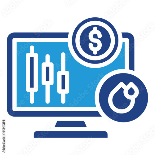 Market analysis or investment icon, especially those relating to liquid commodities such as oil monitor as market analysis, trading, or price monitoring