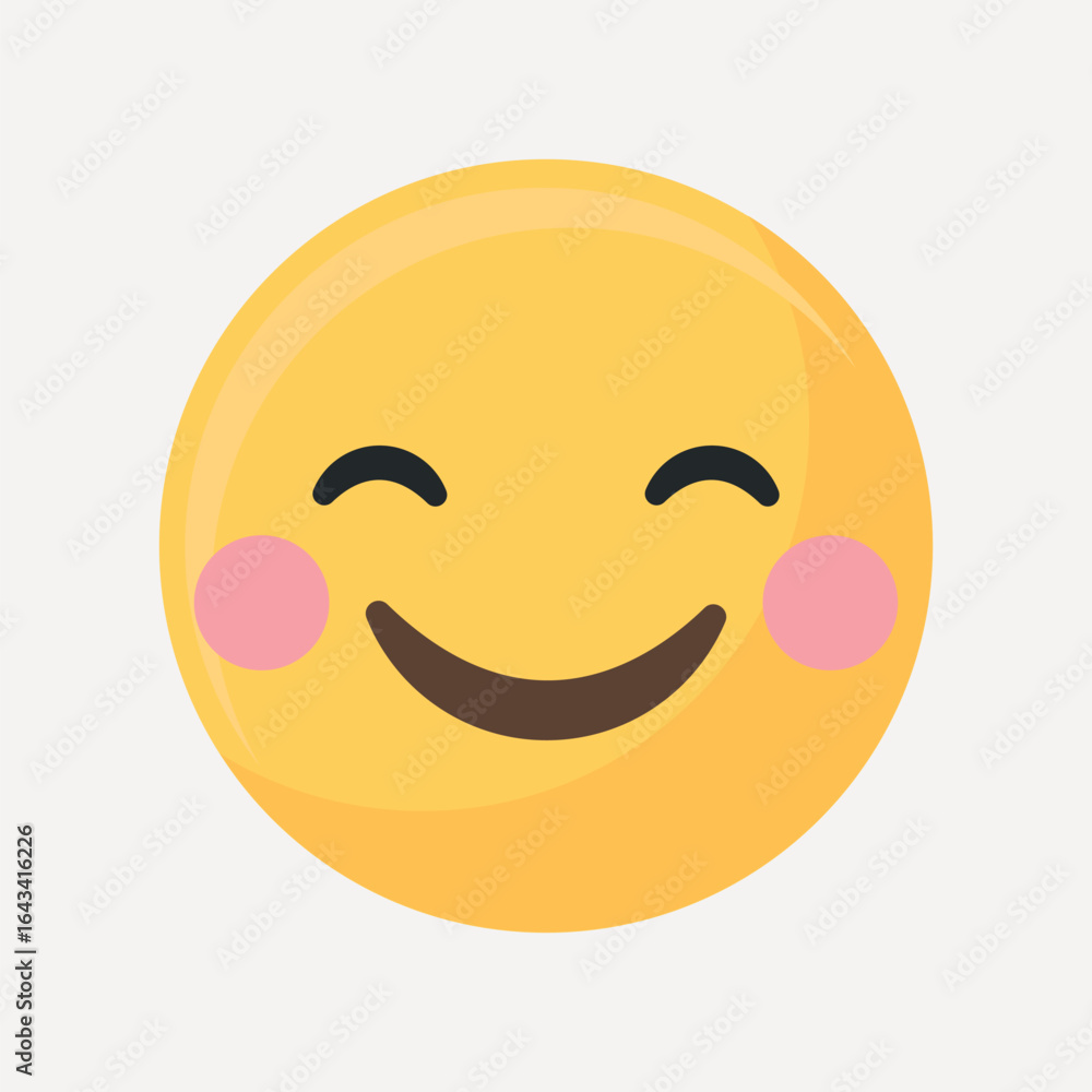 Fototapeta premium Smile blush emoticon vector
