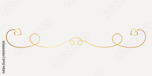 Elegant gold heart divider, hand drawn vector