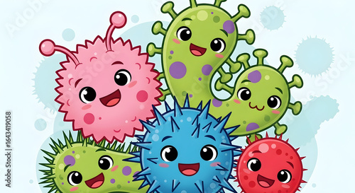Adorable Germ Gang: Cute Cartoon Microbes