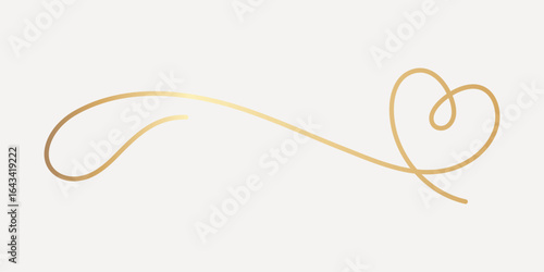 Elegant gold heart flourish, hand drawn vector