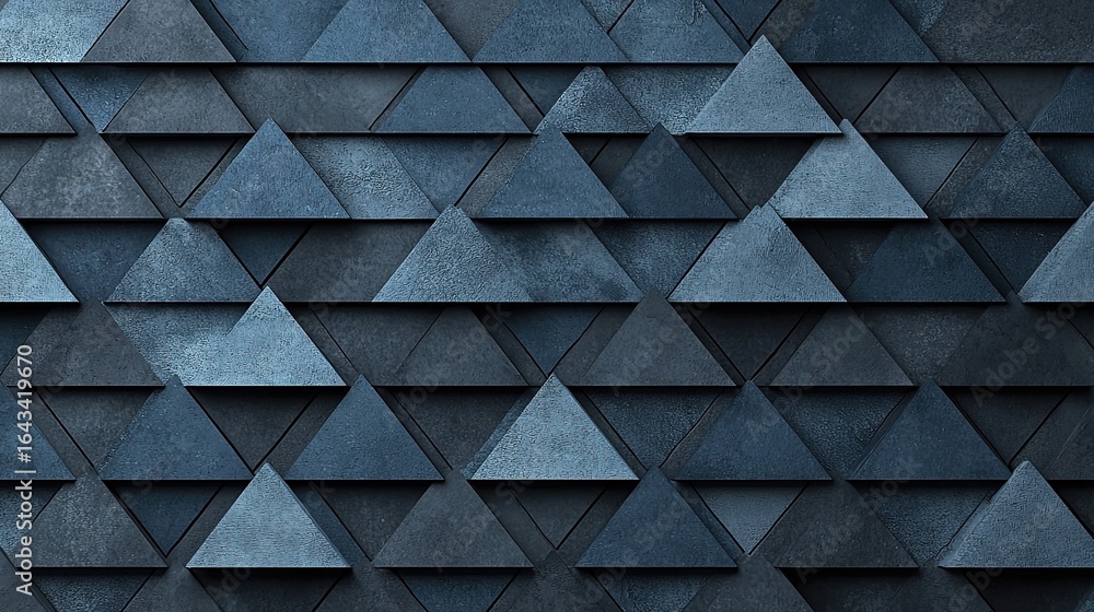 Obraz premium Dark Gray Abstract Geometric Background: 3D Rendered Triangular Texture for Modern Wallpaper, Cover Design, No People​ 