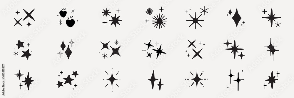 custom made wallpaper toronto digitalSet of black star and sparkle icons. Stars and sparkles in various shapes. Star icons and sparkle symbols for design. Black star and sparkle collection. Element vector set.