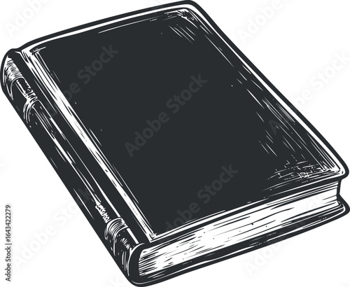 Illustration of a closed hardcover book representing reading, education, and knowledge.