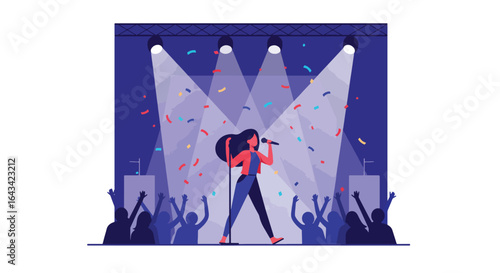 Female Singer Performing Live on Stage at Concert