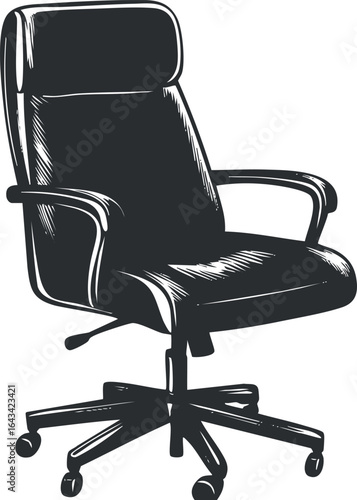 Black office chair with armrests and wheels designed for comfortable workspace seating