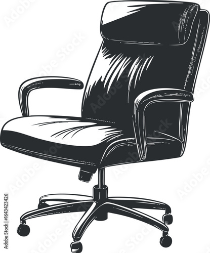 Black office chair with armrests and wheels designed for comfortable workspace seating