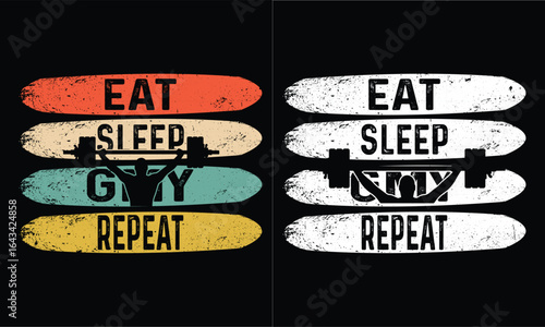 Eat sleep GYM repeat-Retro Vintage