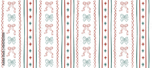 Christmas seamless pattern. Hand drawn retro style winter holiday pattern. For textile, wallpaper, fabric prints, wrapping paper and more. Vector illustration.