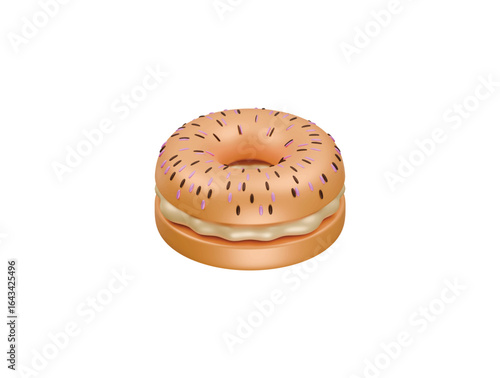 bagel icon 3d illustration render