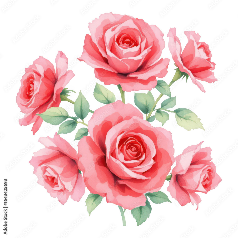 Fototapeta premium Pink Roses Bouquet on Black.