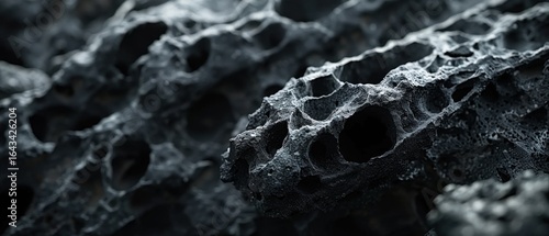 Wallpaper Mural Microscopic activated carbon surface showing porous structure. Dark moody scientific visualization with intricate texture and subtle noise. Torontodigital.ca