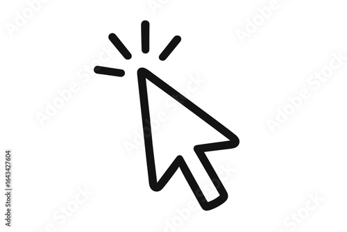 Computer mouse click cursor vector illustration, hand pointer symbol with clicking finger, pixel cursor, computer mouse pointer icon, transparent background, digital click concept
