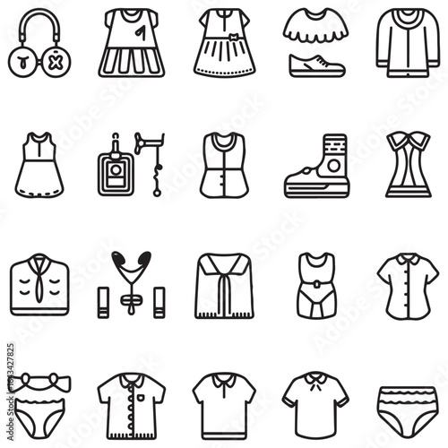 Wallpaper Mural Set of clothing icons Torontodigital.ca
