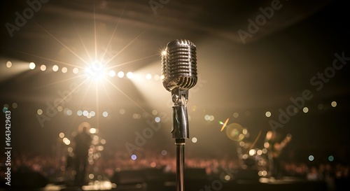 Shiny minimalist silver retro microphone, perfect for a country music concert