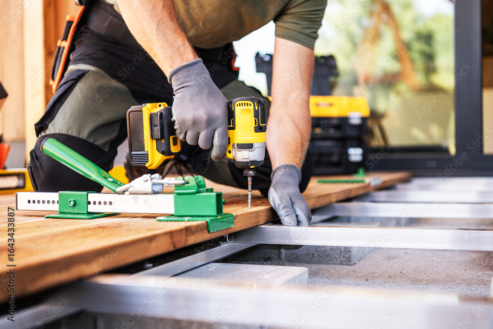 custom made wallpaper toronto digitalCraftsman Working on Deck Construction With Power Tools at Home
