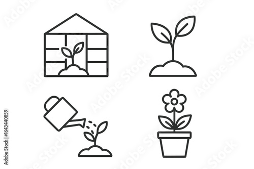 Unboxing Experience Icons Set of 4 with Outline, Linear Gift, Surprise Symbols, Package Opening, Present Reveal, Celebration, Mystery Box Vector Illustration