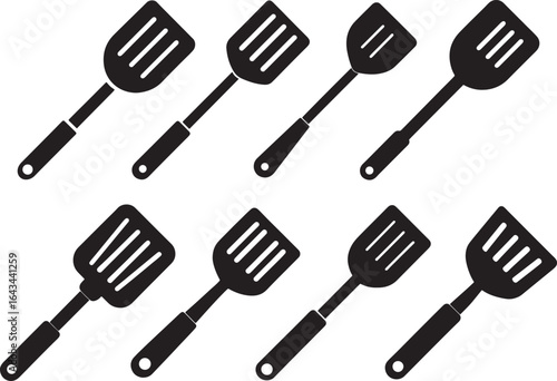 set of spatula silhouette, vector and illustration, black and white