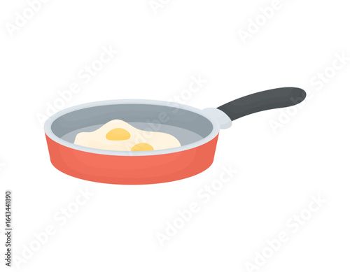 A frying pan with fried eggs.