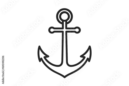 Anchor icon vector. Simple line art illustration. Nautical marine symbol. Hope stability concept. Sailor ship boat equipment. Sea ocean travel. Maritime naval logo. Tattoo design.