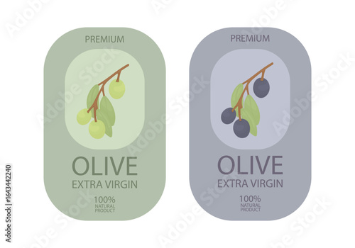 Beautiful Labels on olive oil natural. Organic food