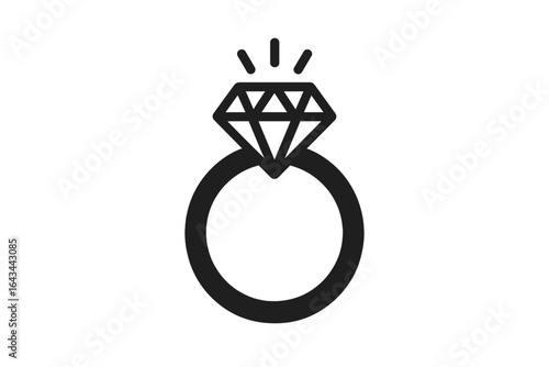 Unique elegant diamond engagement ring vector illustration, sparkling gem jewelry design on transparent background, luxury wedding accessory, bridal fashion symbol, jewelry icon