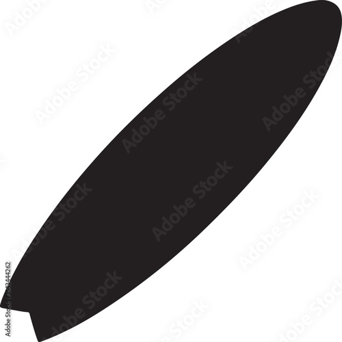 beach surfboard silhouette, vector and illustration, black and white