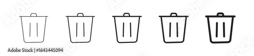 trash bin icon. Bin Editable line icon set for apps and websites.