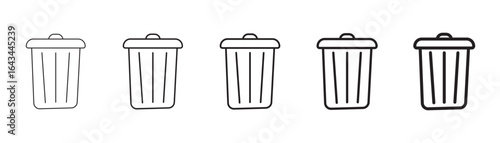 trash bin icon. Bin Editable line icon set for apps and websites.