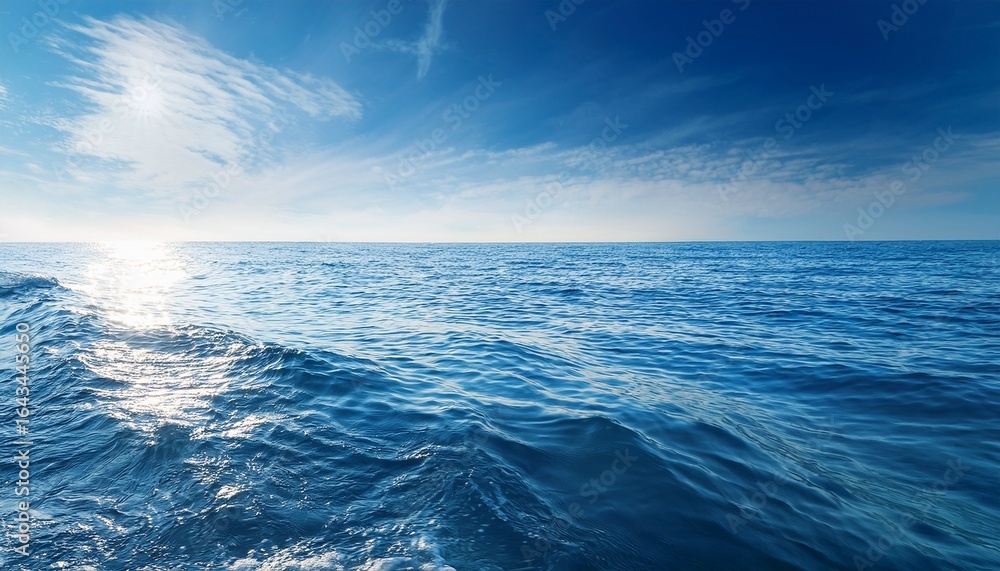 Fototapeta premium calm ocean waves with sunlight reflections on a clear day serene water surface peaceful nature scene soft blue and white tones aquatic environment
