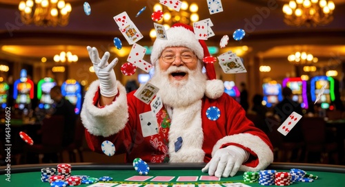 Santa Claus Enjoys a Festive Game at the Casino During the Holiday Season Filled With Excitement and Fun